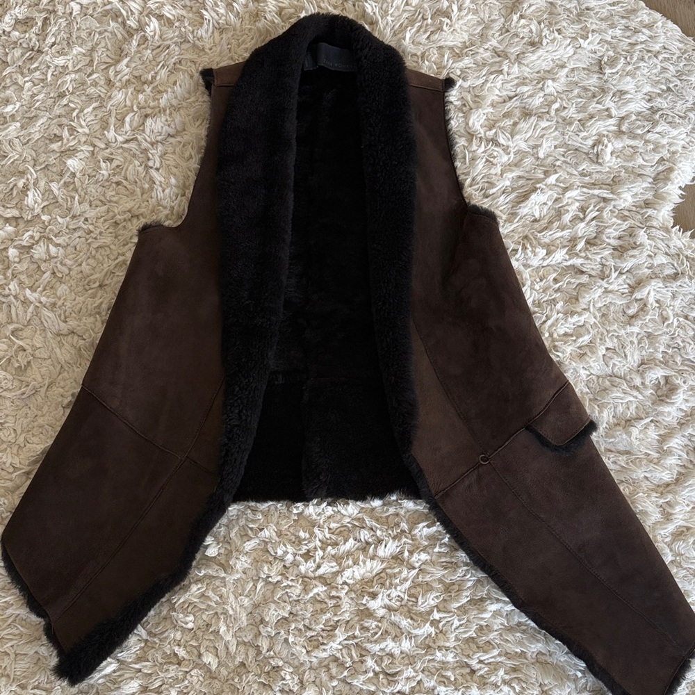 Zara Dark Brown Shearling Vest